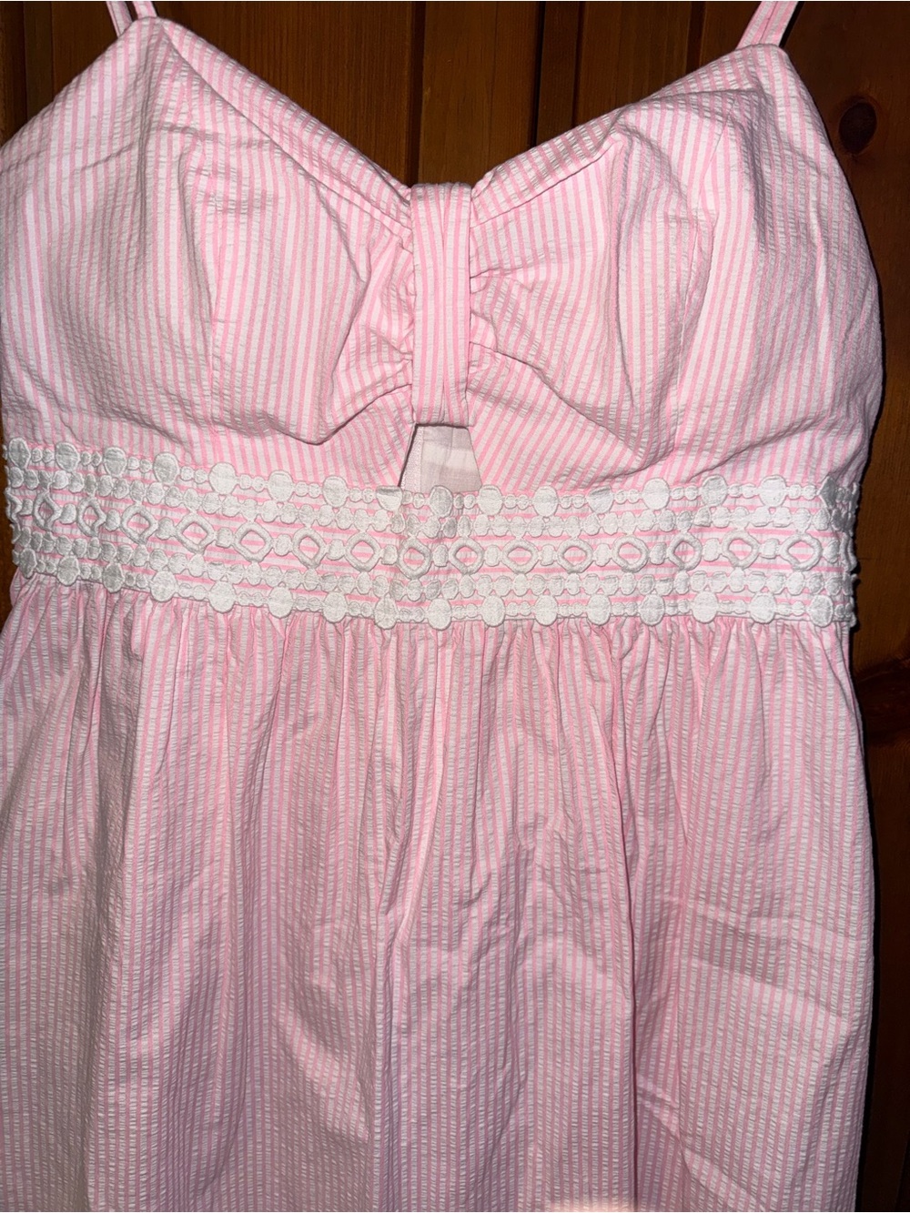 Lilly Pulitzer Pink and White Striped Sundress with Bow Detail